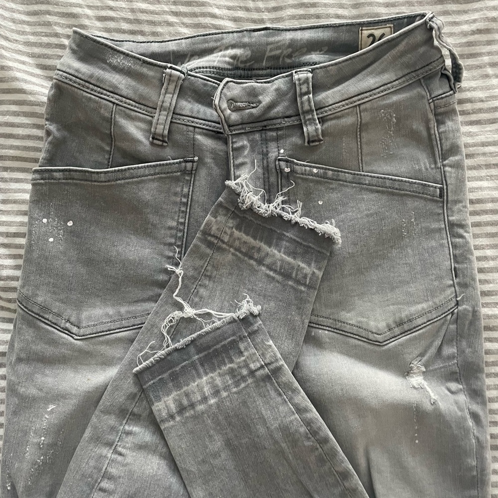 Free people distressed gray jeans.